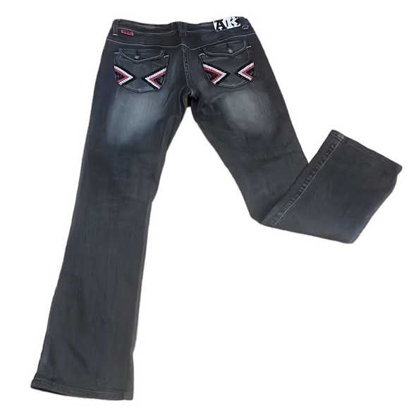 AKADEMIKS WOMENS LOW RISE DENIM JEANS BLACK PINK WHITE PLUS SIZE 32 - Picture 1 of 14